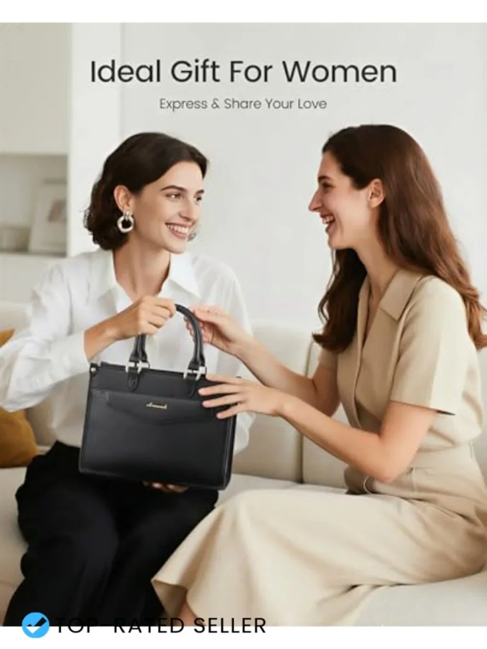 PU Leather Satchel Tote with Crossbody Strap